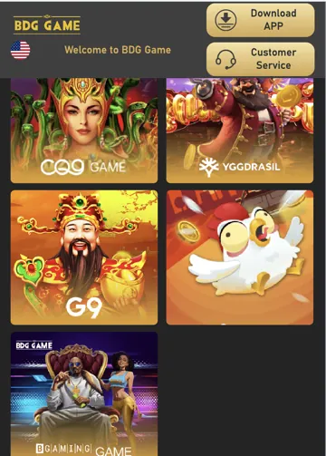 BDG Game slots providers screen