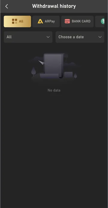 BDG Game withdraw history screen